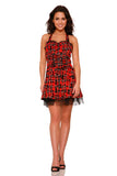 6733 Red Plaid Mini Dress