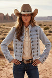 6882 Light Blue Denim Military Jacket