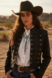 6883 Black Denim Military Jacket