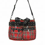 8881 Black Red Plaid Gothic Handbag