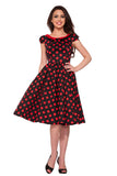 9060 Black Red Polka Dot Swing Dress