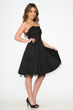 9388 Black Strapless Swing Dress