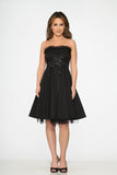 9388 Black Strapless Swing Dress