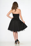 9388 Black Strapless Swing Dress