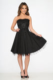 9388 Black Strapless Swing Dress