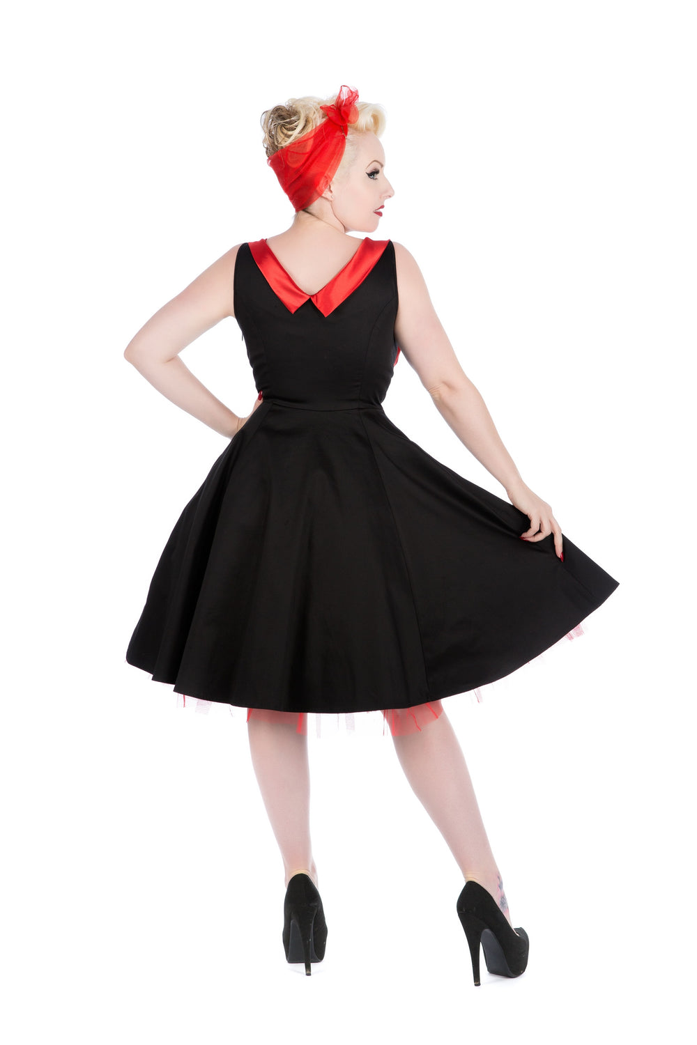 9424 Black Red On Top Swing Dress
