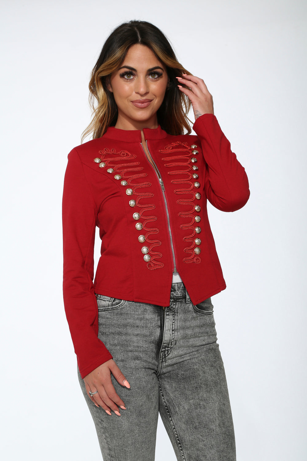 C6169 Red Military Jacket