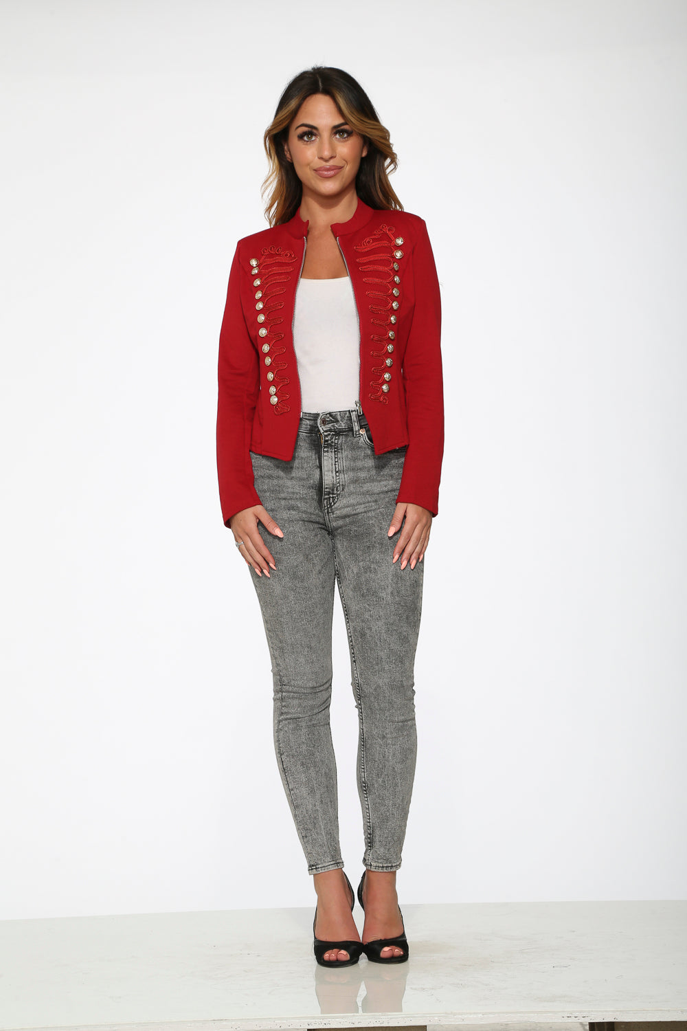 C6169 Red Military Jacket