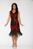 C6170 Black Red Flapper Dress