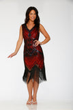 C6170 Black Red Flapper Dress