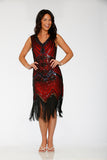 C6170 Black Red Flapper Dress