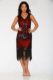 C6170 Black Red Flapper Dress
