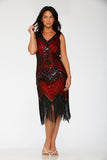 C6170 Black Red Flapper Dress