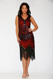 C6170 Black Red Flapper Dress