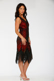 C6170 Black Red Flapper Dress