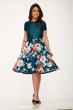 L018612 Teal Comcast Floral Dress
