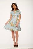 Y017984 Mint Floral Swing Dress
