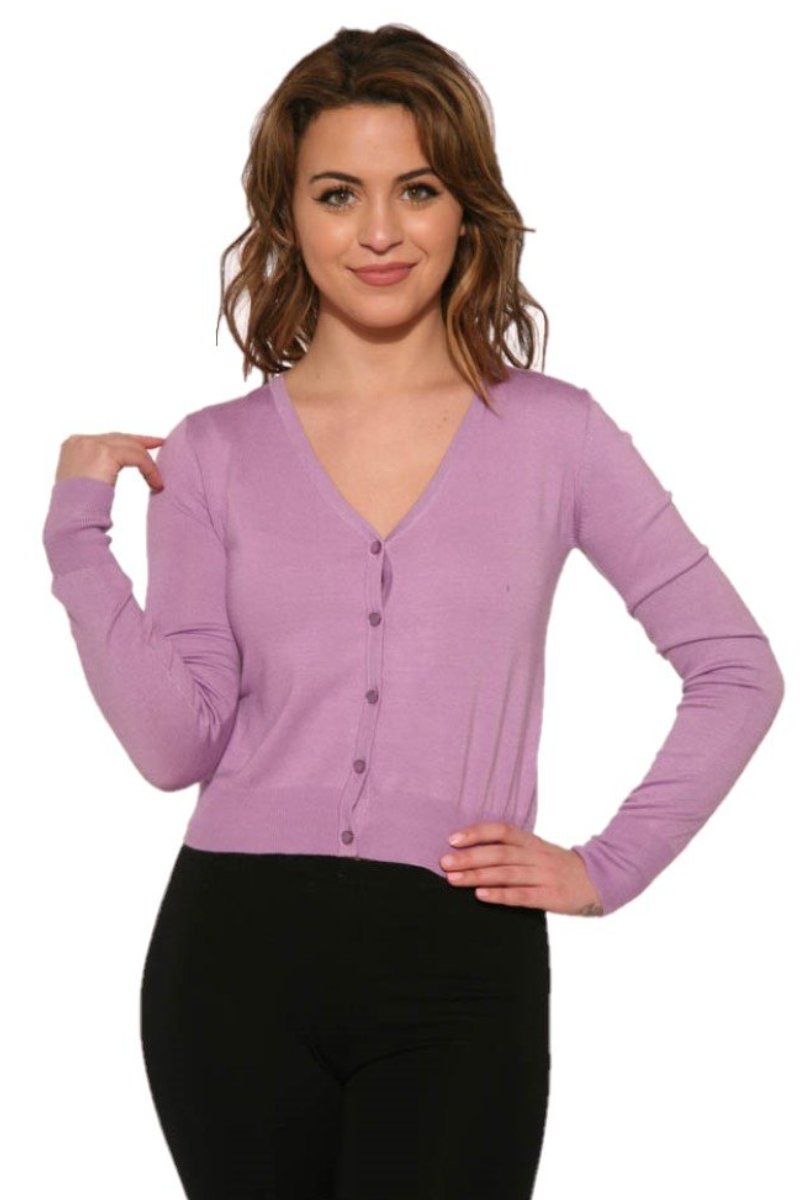 0101 V-Neck Cardigan in Lavender