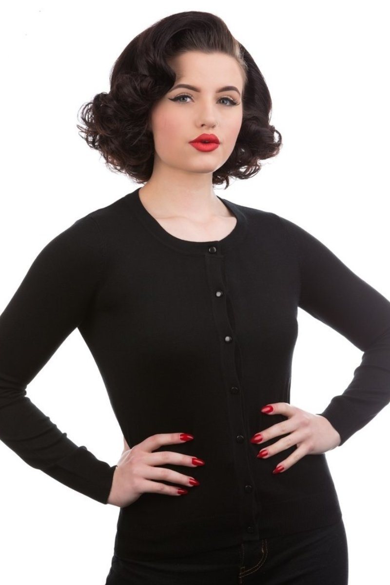 0202 Crewneck Cardigan in Black
