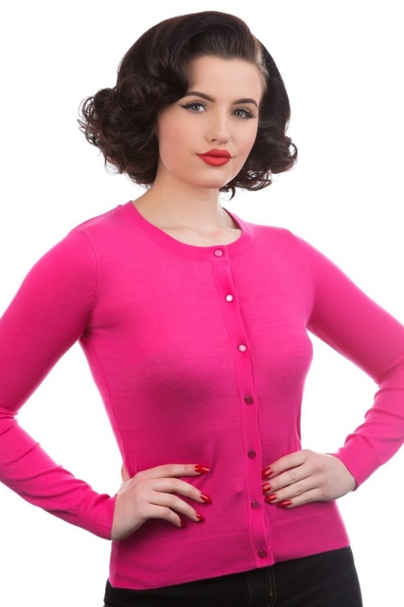 0202 Crewneck Cardigan in Pink