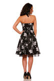 0211 Graphite Flower Halter Dress in Black
