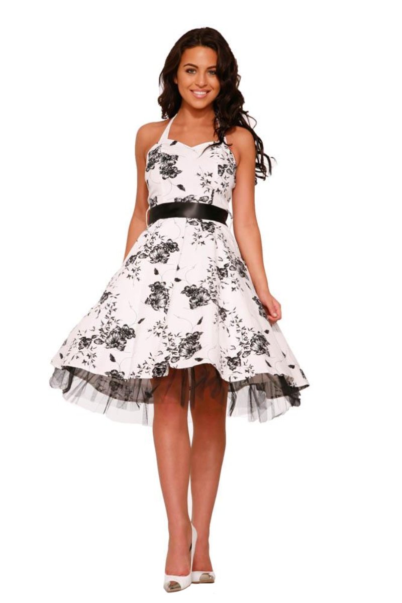 0211 Graphite Flower Halter Dress in White US6 0211 Graphite Flower Halter Dress in White US6