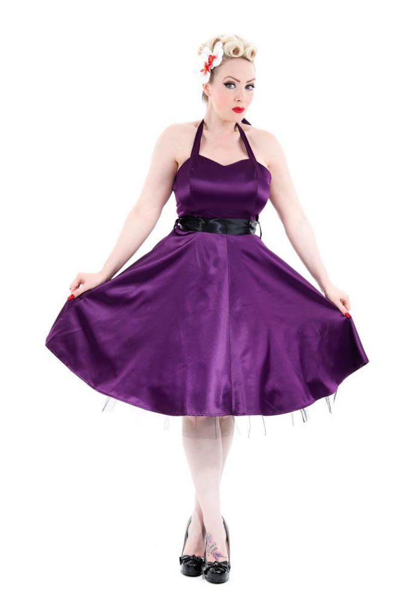 0211 Occasion Halter Dress in Purple US14 0211 Occasion Halter Dress in Purple US14