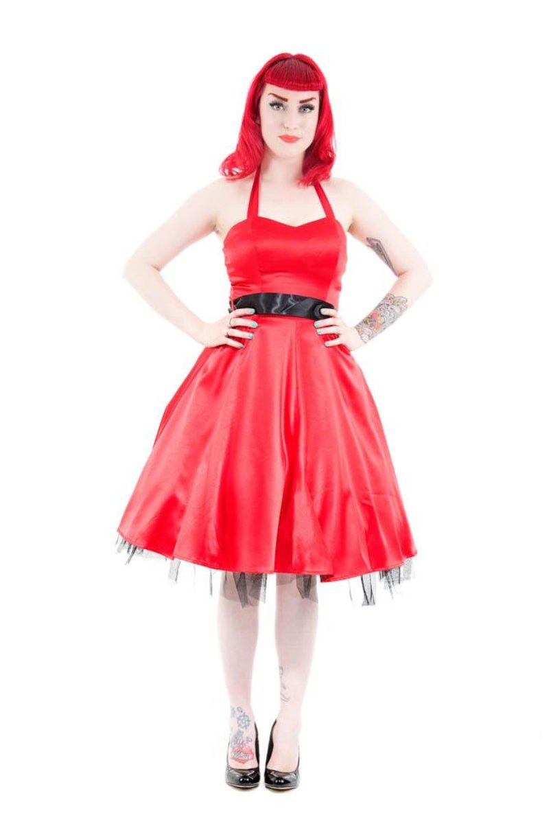 0211 Occasion Halter Dress in Red