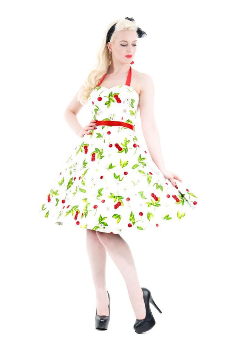 0516 Cherry Blossom Halter Swing Dress in Ivory