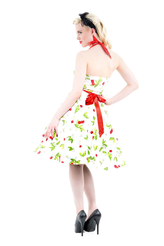 0516 Cherry Blossom Halter Swing Dress in Ivory