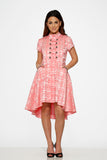 10273 Pink Jacquard HiLo Dress