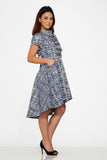 10274 Blue Jacquard HiLo Dress