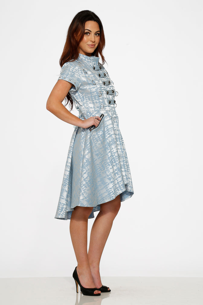 10275 Light Blue Jacquard HiLo Dress