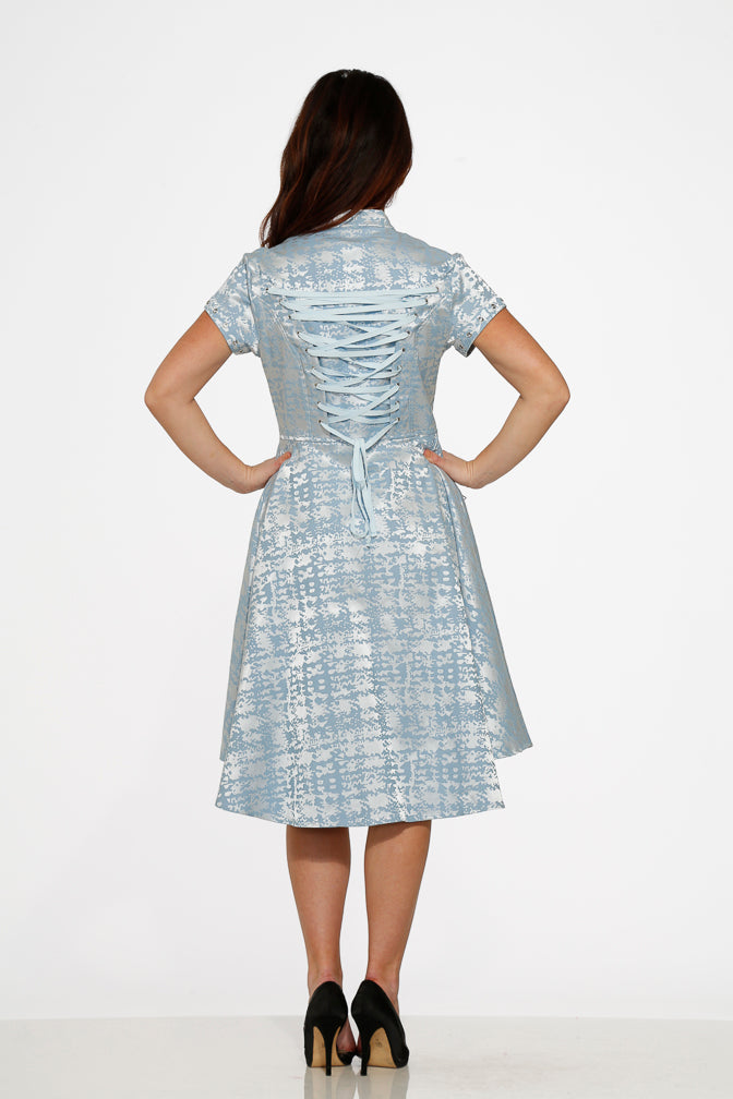 10275 Light Blue Jacquard HiLo Dress