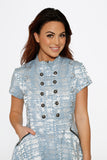 10275 Light Blue Jacquard HiLo Dress