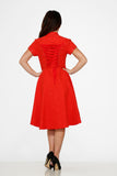 10276 Red Jacquard HiLo Dress
