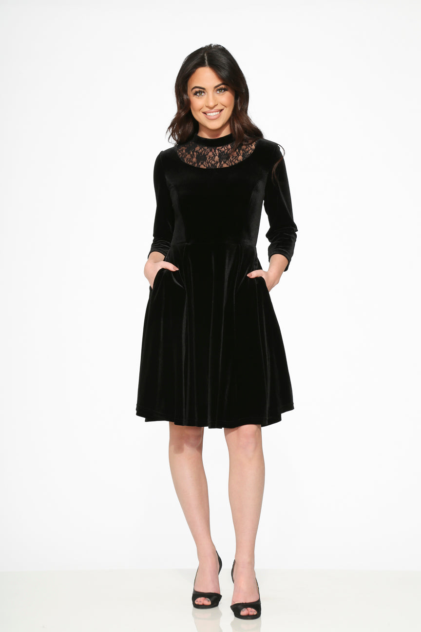 20080 Black Velvet Dress