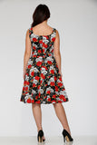 20100 Black Red Rose With Skulls Dress