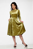 20113 Green Diamond Velvet Dress