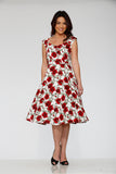 20121 White Red Rose Dress