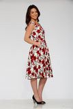 20121 White Red Rose Dress