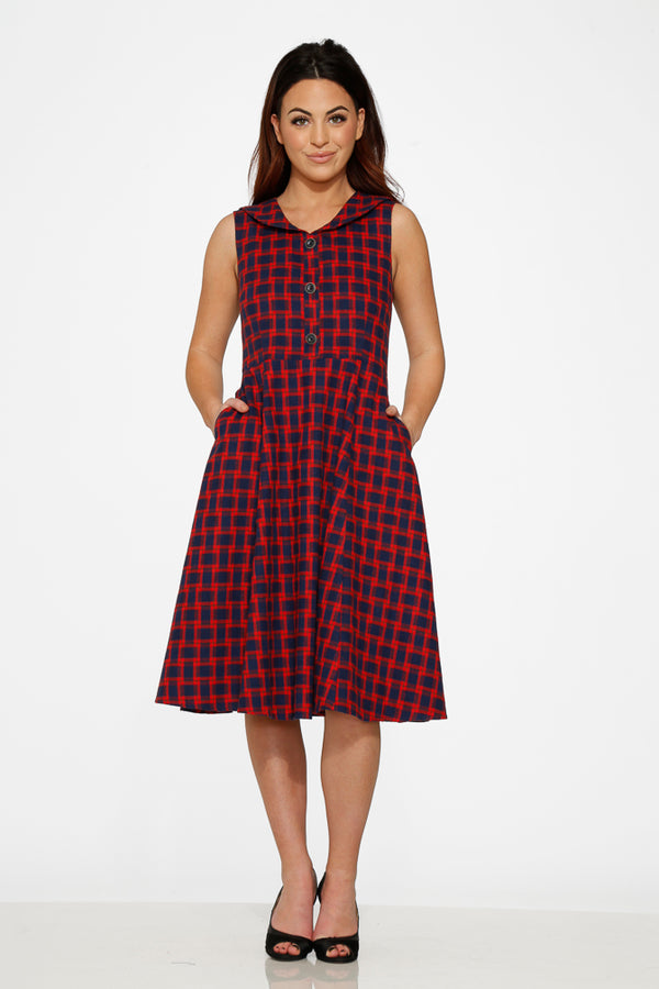 20150 Navy Red Plaid Dress – Orchid Bloom Clothing