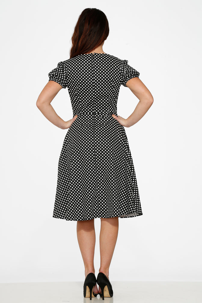 20230 Black White Polka Dot Dress