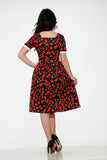 20250 Black Red Cherry Swing Dress