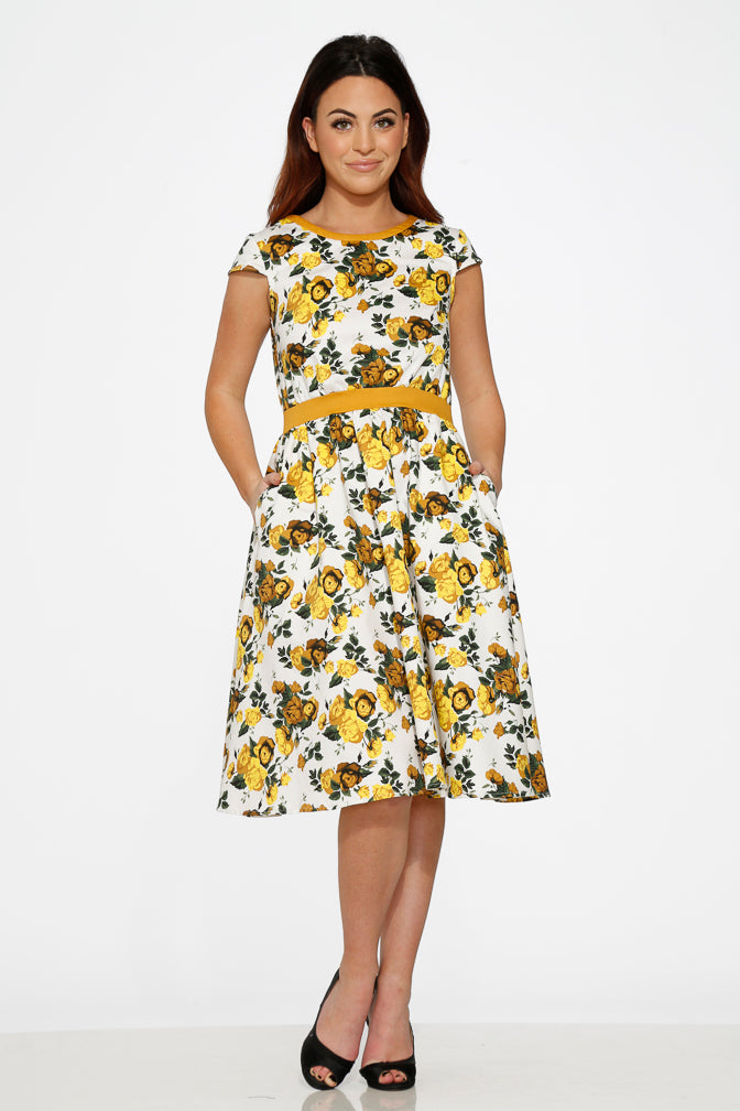 20280 Yellow Floral Dress