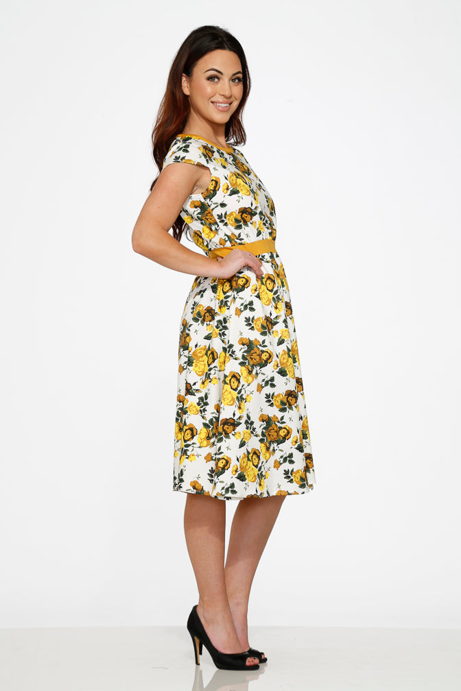 20280 Yellow Floral Dress