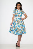 20330 White Blue Floral Dress