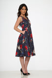 20350 Navy Red Floral Dress