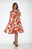 20361 White Red Floral Dress