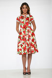 20361 White Red Floral Dress